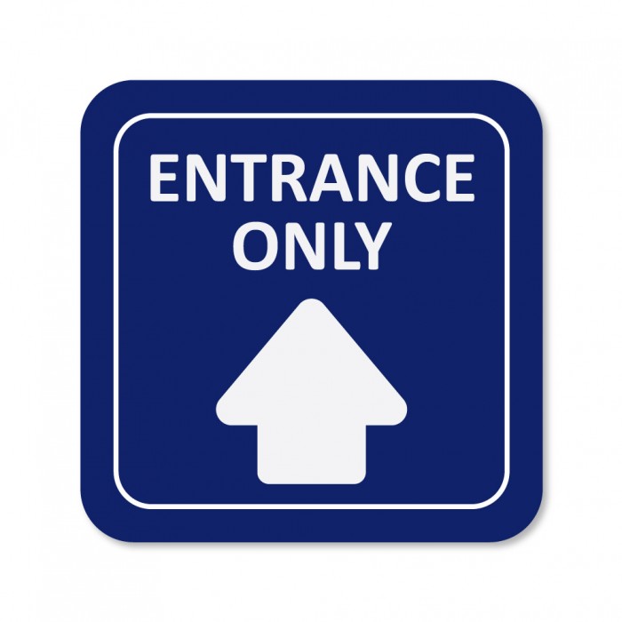 Covid-19 Floor Sticker Entrance Only Dark Blue 26x26cm 3pcs